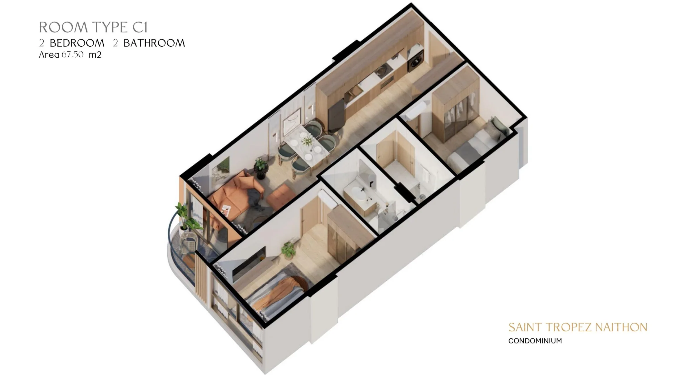 Saint Tropez Naithon — 2-bedroom · premium floor plan