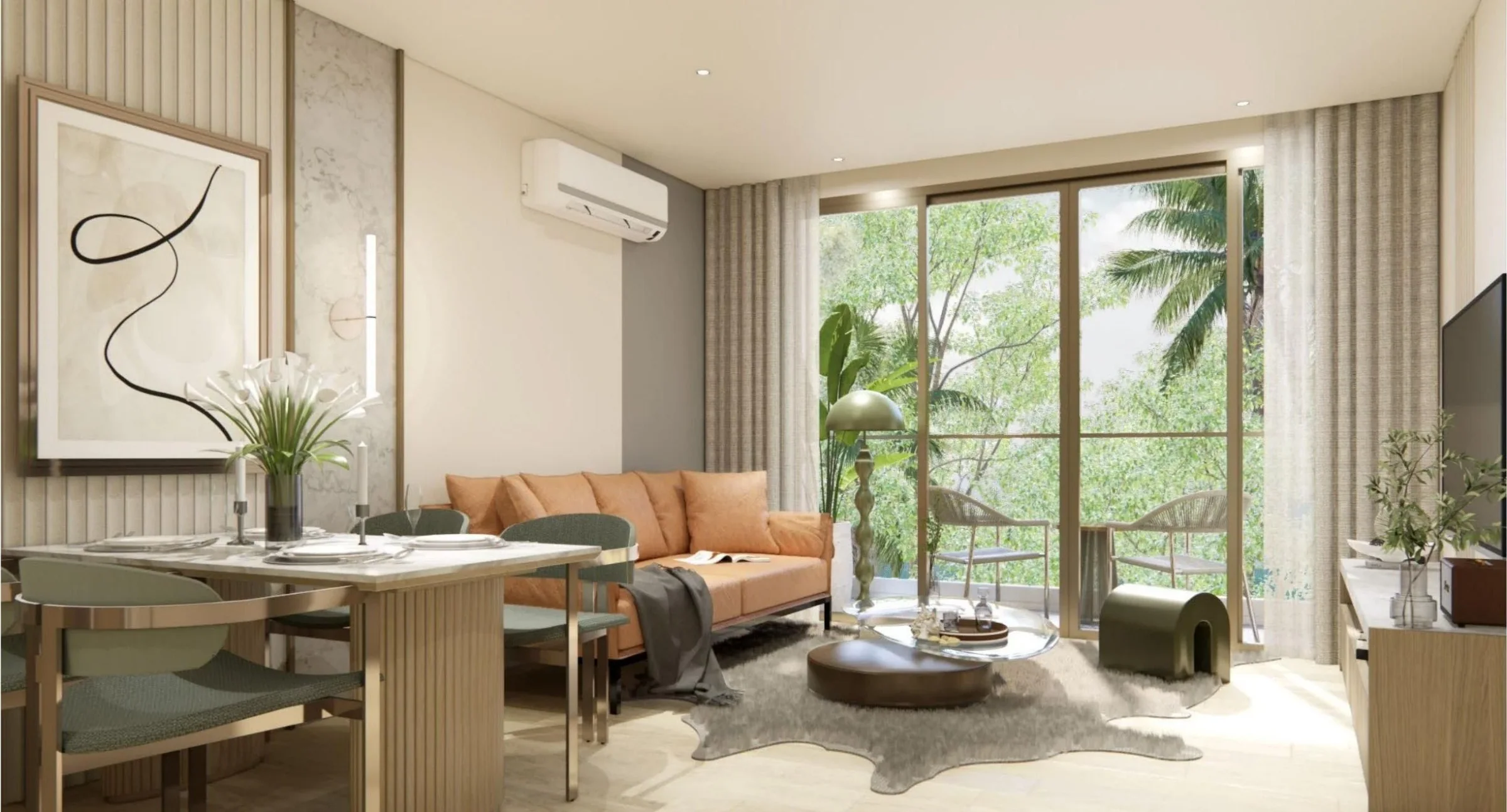 2-bedroom type B1 — living and dining